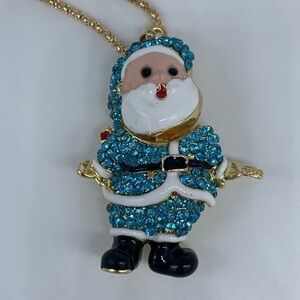 NEW blue Christmas Santa Claus pendant necklace